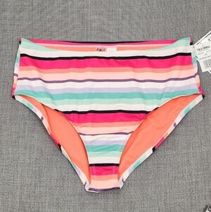 California Sunshine Multi Color Striped Swimsuit Bikini Bottoms. 1X